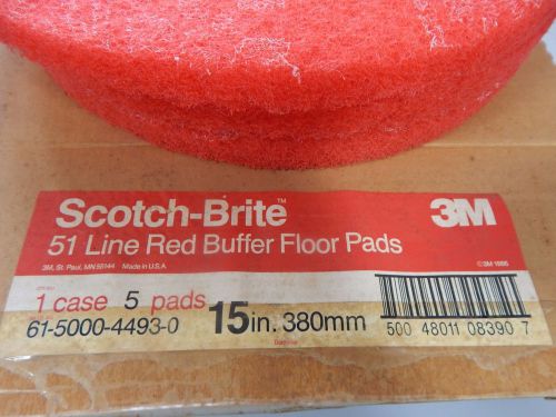 SCOTCH BRITE 15 INCH 51 LINE RED BUFFER FLOOR PAD 3M 61-5000-4493-0  3 PADS