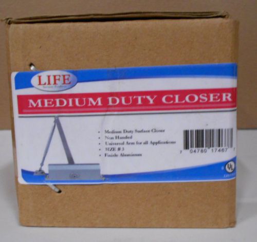 Life Security Products Medium Duty Door Closer size#3  Aluminum Finish