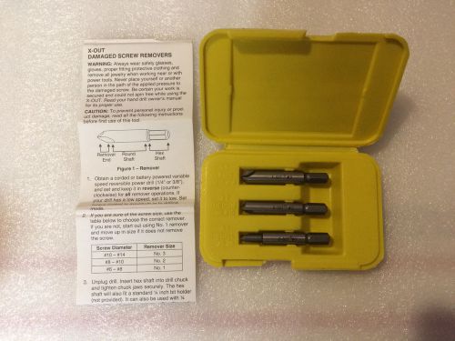 Bolt out x-out xout damaged screw remover #1, #2,  #3 w/ case for sale