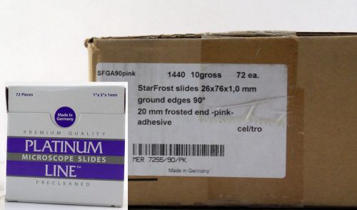 Platinum line microscope slides 7255 90corners frosted pink end ground 1440pcs for sale