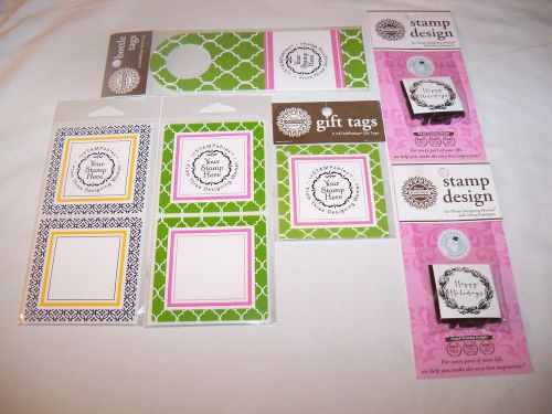 Three Designing Women Gift &amp; Bottle Tags Stickers Happy Holidays Stamp Design