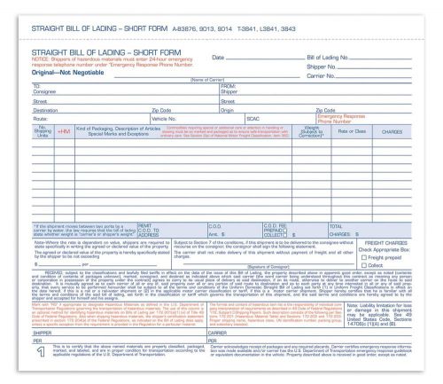 Adams Bill of Lading Short Form 8.5 X 7.5 Inches 3-part 50-forms White (9013)