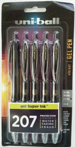 10 UNI-BALL SIGNO 207 0.38mm ULTRA MICRO BLACK INK ROLLERBALL RT PENS