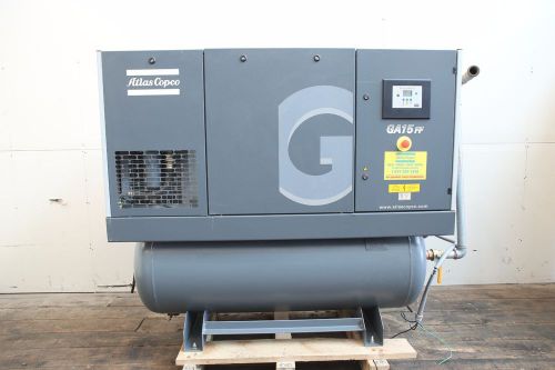 2007 Atlas copco GA15FF rotary screw 20HP air compressor, tank, dryer VERY CLEAN