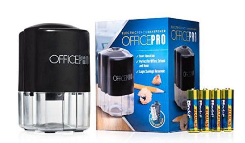 OfficePro Electric Pencil Sharpener with Helical Steel Blade, Shavings Reservoir