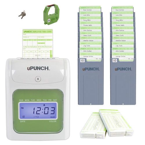 uPunch HN3500 Time Clock Bundle with 100-Cards and Two 10-Slot Card Racks