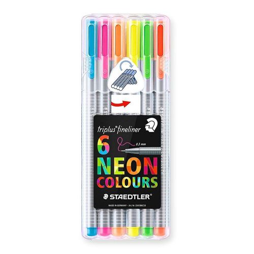 STAEDTLER Triangular Fineliner 6 Assorted Neon Colours