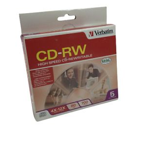 Verbatim CD-RW 80Min 700Mb 4X-12X High Speed 5 PACK [FBM]