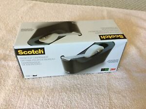 Scotch Desktop Tape Dispenser, 1 Inch core, Weighted Non-Skid Base, Black