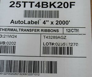 (12) OEM AutoLabel 25TT4BK20F Thermal 4.02&#034; X 2000&#039; Automated Packaging Systems