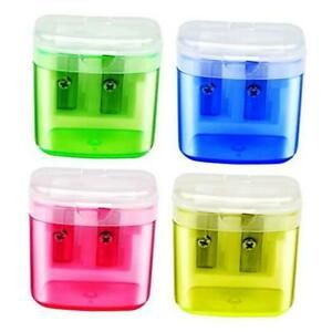 Pencil Sharpener,  4 Pack Double Hole Pencil Sharpener Small Pencil Sharpener