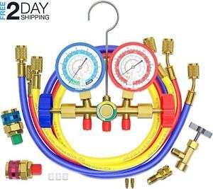 AURELIO TECH 3 Way A/C Diagnostic Manifold Gauge Set, Fits R134A R12 R22 and 5FT