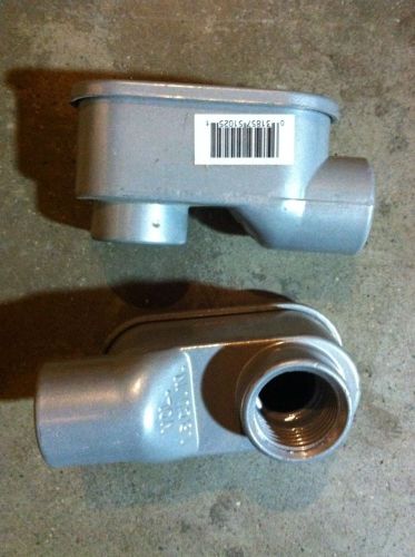 Qty 2, E30640 1/2&#034; Service Entrance LB Conduit Body With Cover 1.8 Cu In Unused