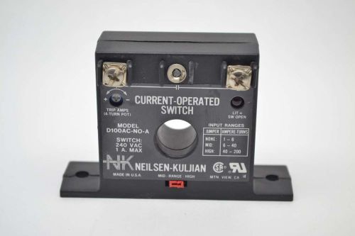 NEILSEN-KULJIAN D100AC-NO-A CURRENT-OPERATED AC 240V-AC 1A AMP SWITCH B401385