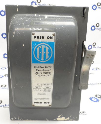 BULLDOG I-T-E GENERAL DUTY VACU-BREAK SAFETY SWITCH #JF-322 - 240VAC 3-PHASE 60A