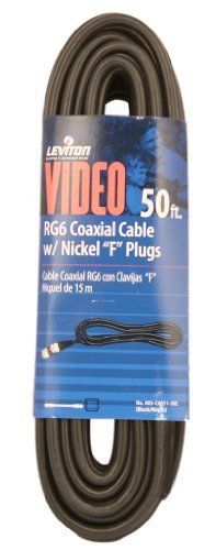 NEW Leviton C6851-50E RG6 Coax Cable  Nickel Plated  50-Feet  Black