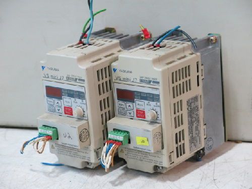 2 YASKAWA CIMR-J7ACB0P4 MINI J7 AC DRIVE, 200-240 V, 7.4 A, .55 KW