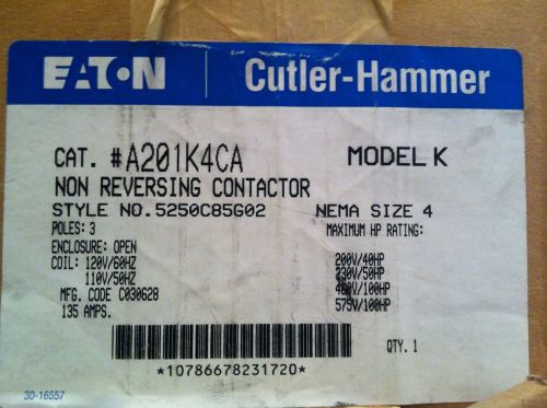 New  - A201K4CA Eaton Cutler-Hammer Contactor