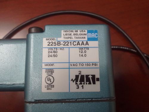 MAC SOLENOID VALVE 225B-221CAAA NIB