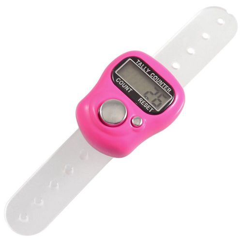 NEW Fuchsia Mini Adjustable Band 5 Digit LCD Display Golf Finger Counter Tally