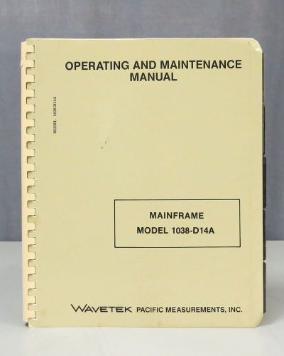 Wavetek Pacific Measurements Mainframe Model 1038-D14A Operating Manual