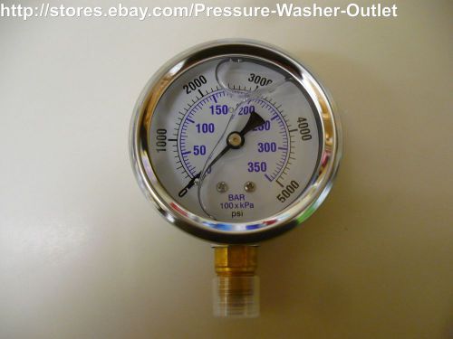 0-5000 PSI Liquid Filled Pressure Gauge PIC Brand 1/4NPT Bottom Mount 2 1/2 Face