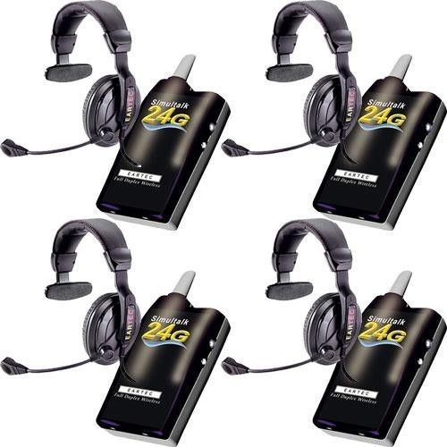 Simultalk eartec 4 simultalk 24g beltpacks w/ proline single headsets slt24g4ps for sale