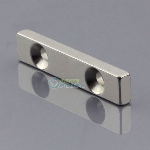 2pcs Strong Block Magnet 50 x 10 x 5 mm 2 Holes 5mm N50 Rare Earth Neodymium