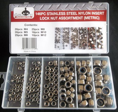 146pc GOLIATH STAINLESS STEEL SSMLN146 NYLON INSERT LOCK NUT ASSORTMENT