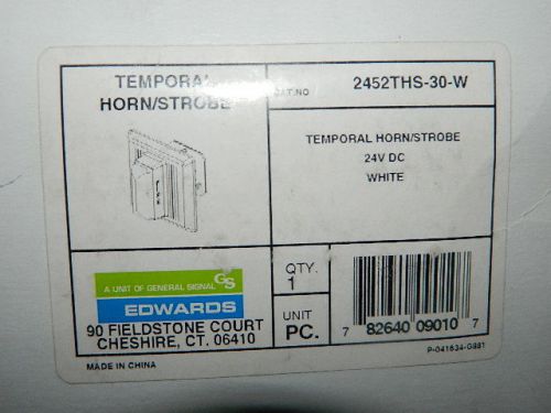 NEW EST EDWARDS 2452THS-30-W HORN STROBE 30 TEMPORAL WHITE FIRE ALARM WALL MOUNT