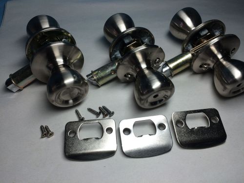 Knob Sets - Strike Plates 2 Bathroom 1 Passage Brushed Nickel 2 missing screws