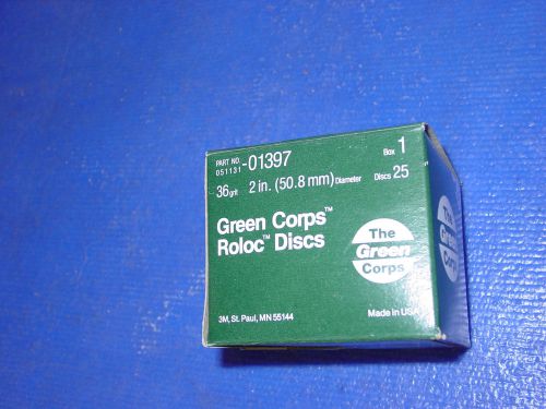 3m green corps roloc grinding disc   2&#034; dia    36 grit  (25 count) part #01397 for sale