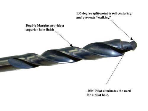 10 ea guhring 11/32&#034; drill bit  10&#034; length piloted double margin .3438 extension for sale