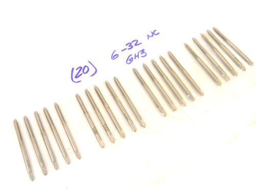 20 NEW SURPLUS 6-32 NC SPIRAL POINT PLUG 2-FLUTE HAND TAPS GH3 High Speed Steel