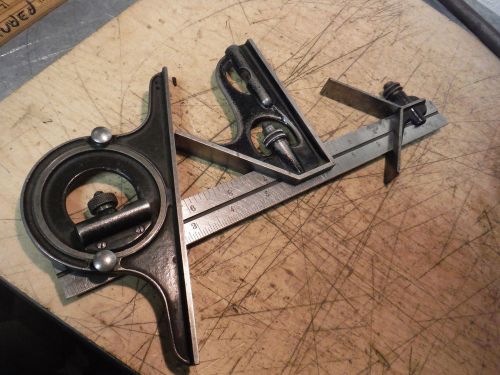 VINTAGE STARRETT COMBINATION SQUARE CENTER HEAD LUFKIN PROTRACTOR HEAD MACHINIST