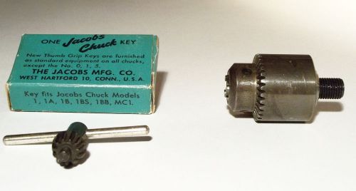 Jacobs Chuck 1B, 0-.25&#034; Capacity, 3/8-24 TPI Shank, and K1 Chuck Key