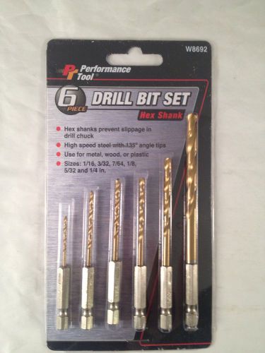 Performance tool 6 piece drill bit set hex shank w8692 for sale