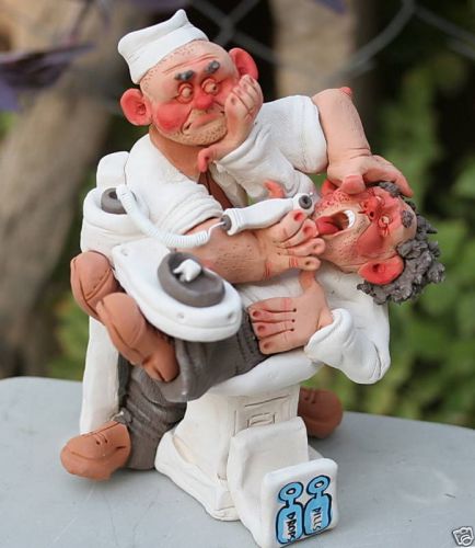 Tooth Dentist Doctor Figurine, Pottery Handmade medical dental white teeth,smile