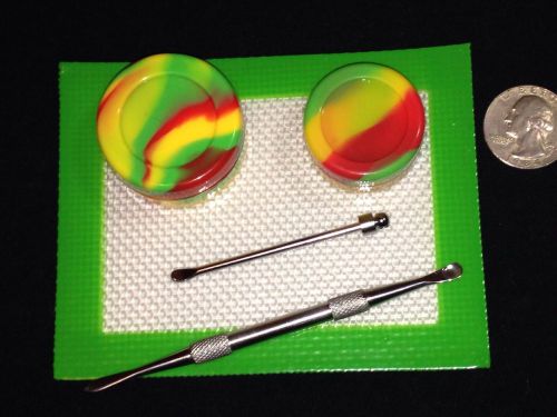 Silicone Mat Jar Slick Pad  No Stiick Shatter proof Tool Set