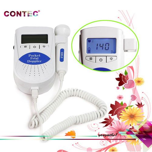 New lcd pocket fetal doppler baby heart beat pregnancy fhr fetus 3m probe +1 gel for sale