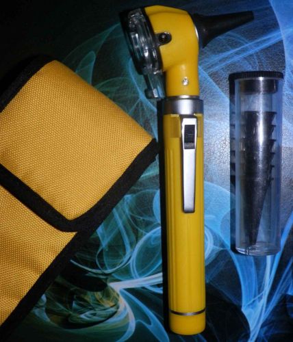 Fiber Optic Mini Otoscope Diagnostic Set,(Yelow)Bright &amp; Whitest LED ilumination