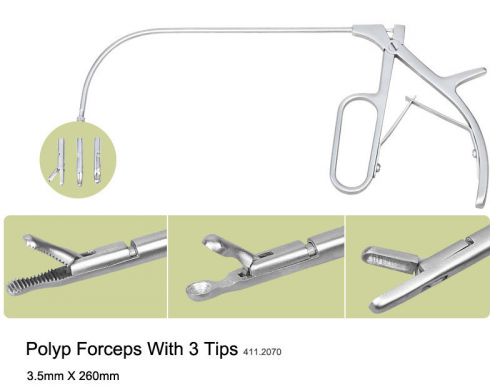 New Polyp Forceps With 3 Tips 3.5X260mm Curved