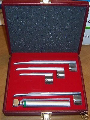 Fiberoptic Miller Laryngoscope Set EMT Anesthesia Surgical Instru. 5 pcs set