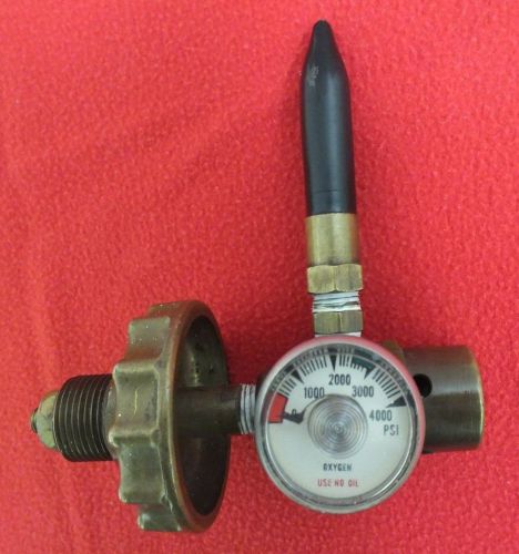 Brass Hand Tighten Oxygen Tank Valve w/Pressure Gauge &amp; Plastic Tilt Valve LOOK