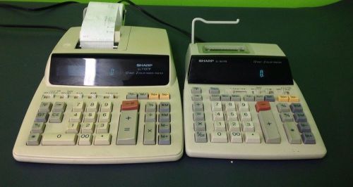 LOT OF TWO SHARP EL-1197P EL- 1801PIII ELECTRONIC DIGITAL PRINTING CALCULATOR