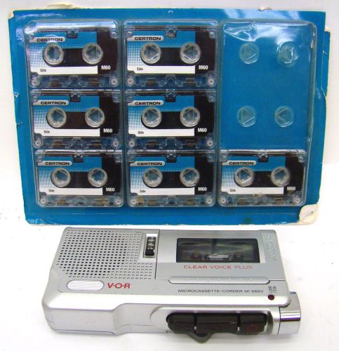 SONY V-O-R Micro-cassette Recorder M-560V Clear Voice Plus w/7 new tapes