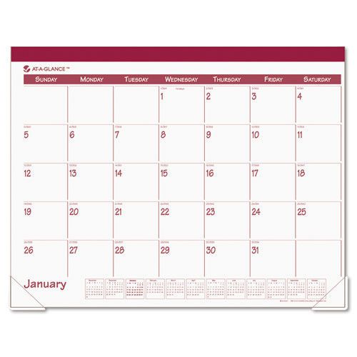 At-A-Glance Monthly Nonrefillable Desk Pad Calendar, 22&#034; x 17&#034;, Rose