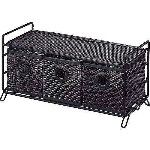 OIA 3 Bin Desktop Basket Black Mesh