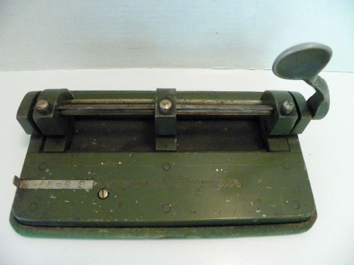 VTG WILSON-JONES MODEL 308 IMPROVED HUMMER, LEVER 3-HOLE PAPER PUNCH, 1930&#039;S ERA