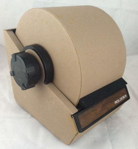 Vintage Tan Metal Rolodex Wood Panel Laminate Model 1753 Retro Brown Large Huge